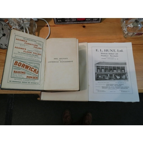 1027 - Mrs Beeton's Book of Household Management New Edition and an E.L Hunt Ltd. Builders and plumbers mer... 