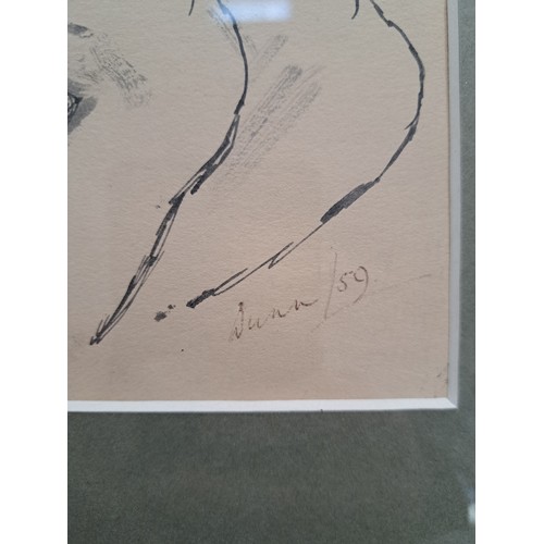 8062 - DUNN (XX): A watercolour study of a seated nude female, signed and dated '59, framed and glazed. Ima... 