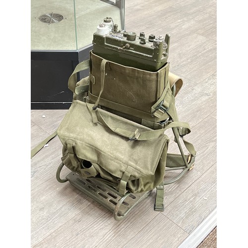 9013 - A British Army 1980 dated backpack with TX/RX Radio A41 No.2 radio set