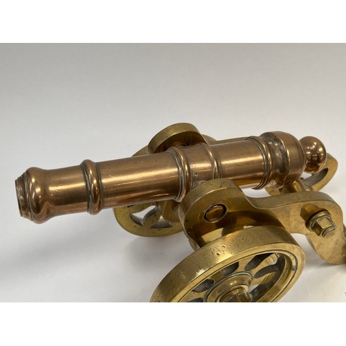 9020 - An early 20th Century bronze signalling cannon mounted onto solid brass carriage     (R) £50