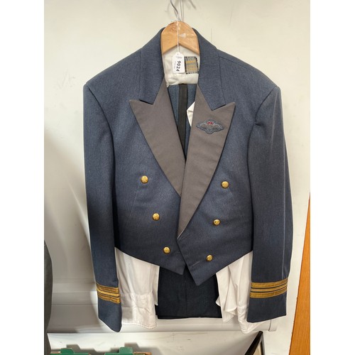 9024 - A post-war RAF mess dress jacket, trousers, waistcoat, shirt and tie