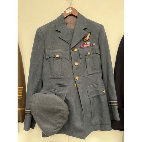 9030 - A post war RAF navigator's uniform consisting of jacket, trousers and hats with WWII Polish medal ba... 