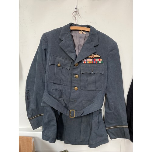 9033 - A WWII RAF pilot's jacket with King's crown pilot's wings and brass buttons, medal bar for DFC, AFC,... 