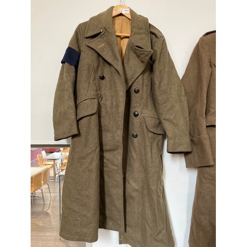 9035 - A WWII 1939 pattern officer's Great Coat, dated 1939, Rego Clothing, replaced buttons, W armband