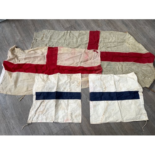 9042 - Three vintage St. George Cross flags together with two signalling flags (5)    (R) £20