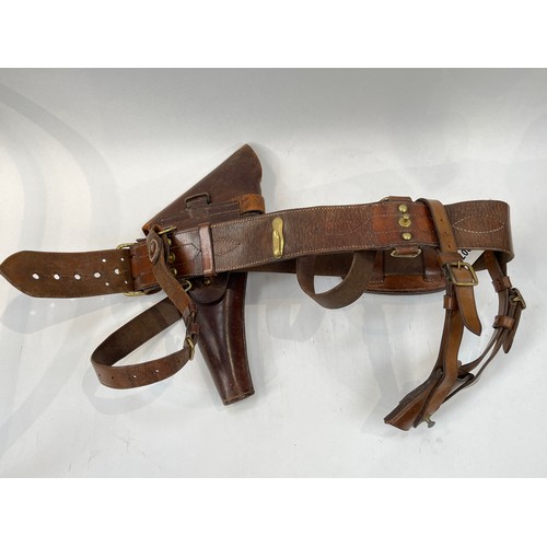 9070 - A WWI British Sam Browne webbing set with holster