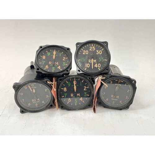 9087 - Five WWII Aircraft Engine RPM dials/gauges including 6A/778 1943 and MR IVB 1941