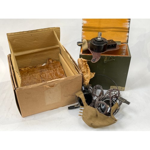 9102 - A Tele Attachment Headgear Double No.1 Mk.7 WWII ops room kit, boxed and cased