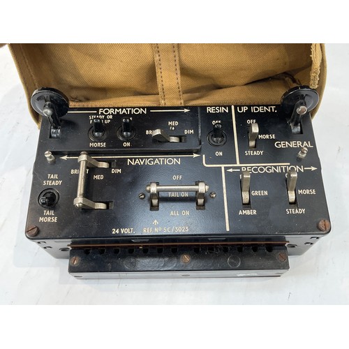 9103 - An RAF lighting control/signal panel 5c/3023, with canvas cover