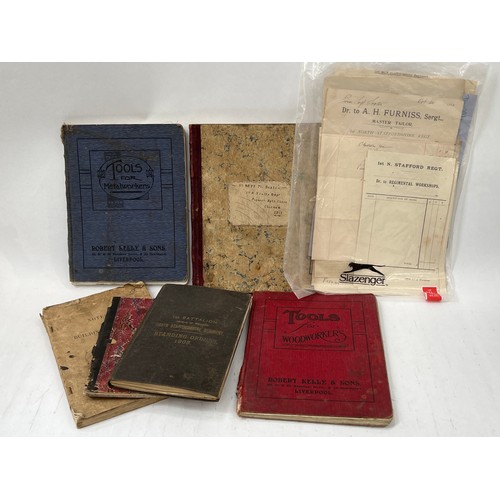 9109 - A pre WWI collection of ephemera relating to Pte. Sexton 8672 1st North Staffs Regt. consisting of 1... 