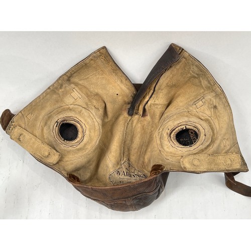 9111 - A WWII Battle of Britain period B Type flying helmet No.4 dated 1939, made by Wareings Ltd, 7 1/2-7 ... 