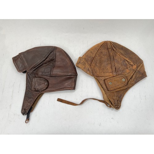 9116 - A brown leather flying helmet, label marked Mk1 Helmet Aviator Size 2 G.W.Brown and Co. Ontario Cana... 