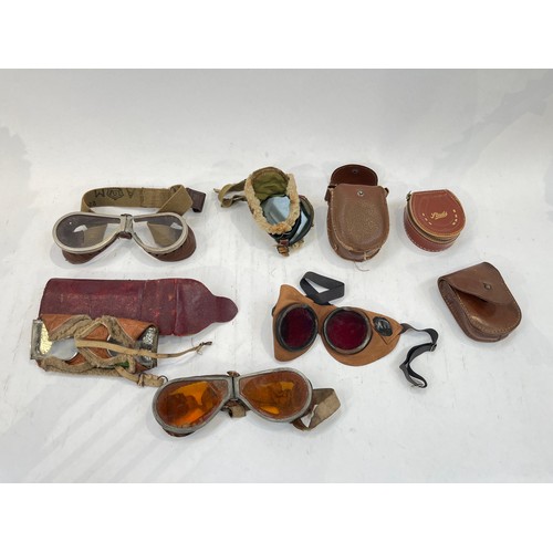 9154 - A collection of goggles including aviator's, US mountain goggles bearing AM mark (possibly a later a... 