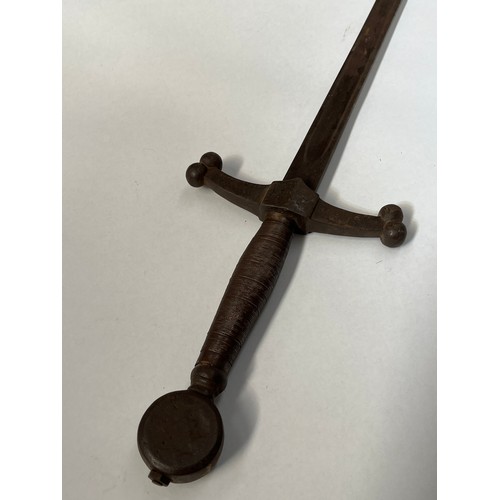 9198 - An 1897 pattern british officer's sword converted into a medieval knight's style sword, thought to b... 