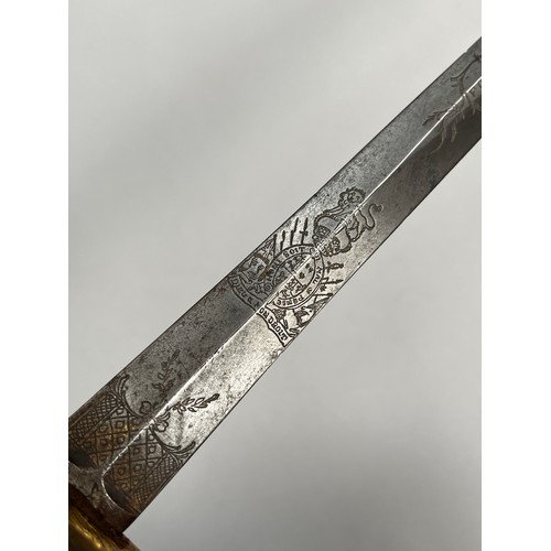 9206 - A late 18th Century and later officer's sword in the 1796 pattern style, the double-edged tapering b... 