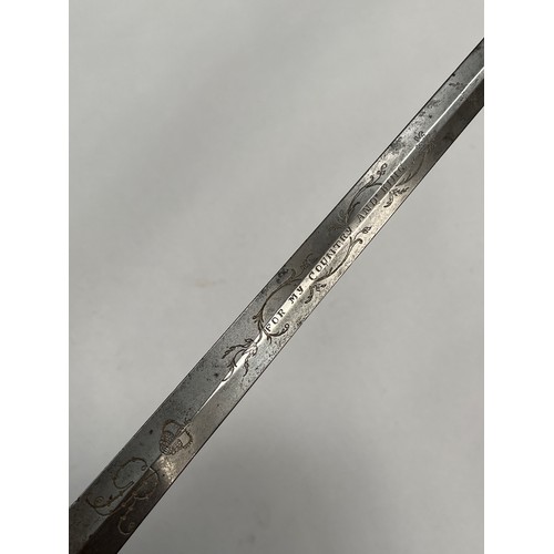 9206 - A late 18th Century and later officer's sword in the 1796 pattern style, the double-edged tapering b... 