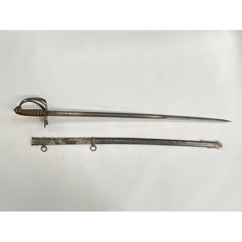 9208 - An 1854 pattern Rifle Officer’s sword, gothic form steel hilt with crown and strung bugle cypher, sh... 