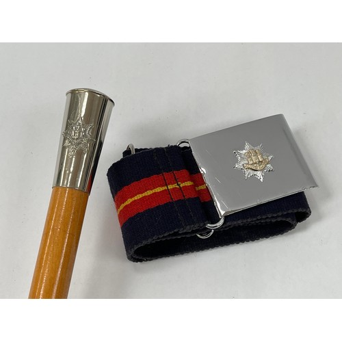 9215 - A Royal Anglian Regiment walking cane together with belt (2)