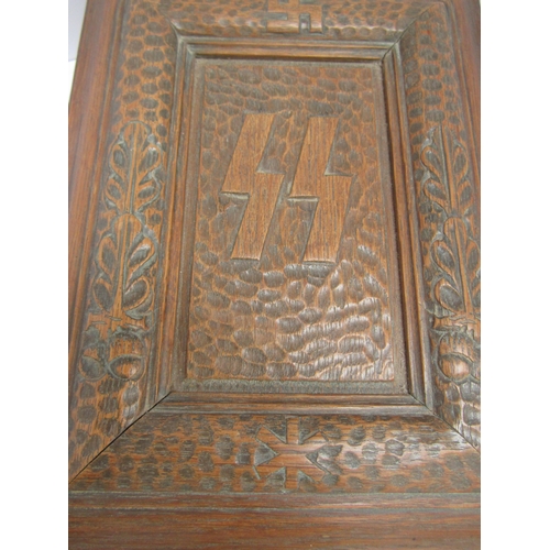 9419 - A Third Reich era German SS Mein Kampf presentation box, carved oak with acorn and oak leaf design, ... 