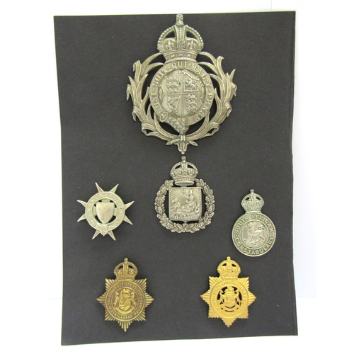 9424 - Six colonial police badges including Leeward Island helmet badge, Barbados police, South Africa Poli... 