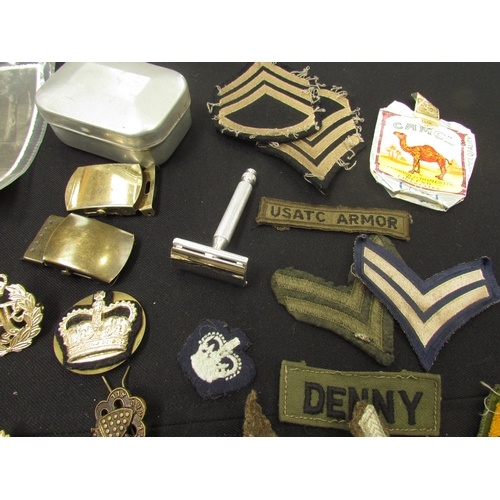 9464 - A box of military insignia, mainly British, including staybrite