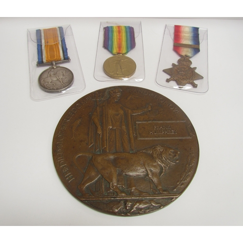 9484 - A WWI Mons Star Medal trio casualty group, each named to 7322 PTE. F. HUMPHREY 2/ OXF. & BUCKS. L.I.... 