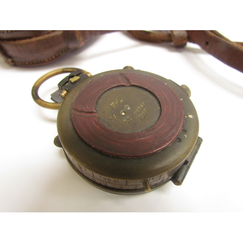 9487 - A Prismatic compass and case issued to F.A.Sexton 2nd Lt Royal Horse Artillery