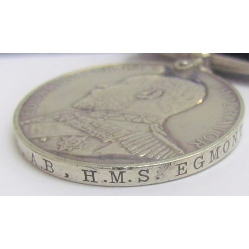 9491 - An Edward VII Royal Naval Long Service Medal to 161449 J.T.H. LAMBLE AB. HMS EGMONT, together with c... 