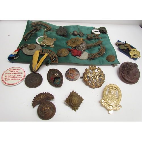 9492 - A quantity of military insignia including shoulder titles and cap badges including RAF and Red Cross