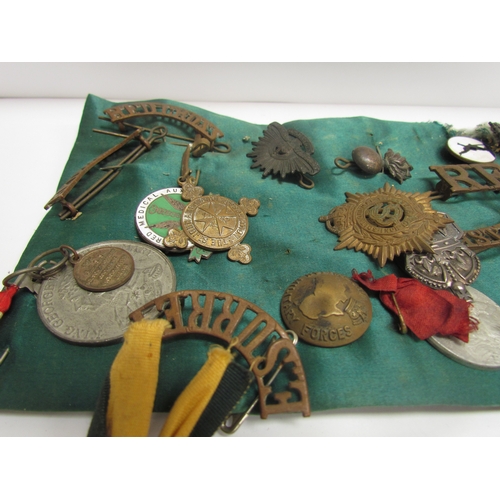 9492 - A quantity of military insignia including shoulder titles and cap badges including RAF and Red Cross