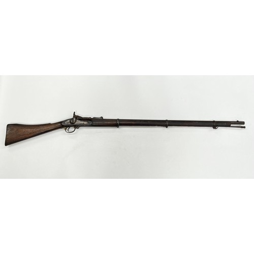 9219 - A Snider three band military rifle, the lock stamped VR Enfield with various stock and barrel inspec... 