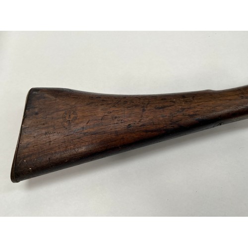 9219 - A Snider three band military rifle, the lock stamped VR Enfield with various stock and barrel inspec... 