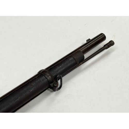 9219 - A Snider three band military rifle, the lock stamped VR Enfield with various stock and barrel inspec... 