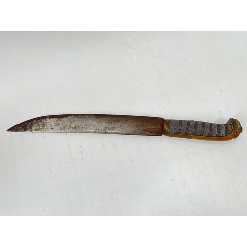 9235 - A 19th Century dagger / knife crafted from a Victorian sword hilt and reclaimed blade, shagreen wire... 