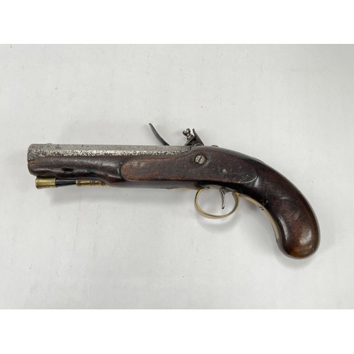 9238 - An early 19th Century flintlock overcoat pistol. ANTIQUE ITEM: NO LICENSE REQUIRED