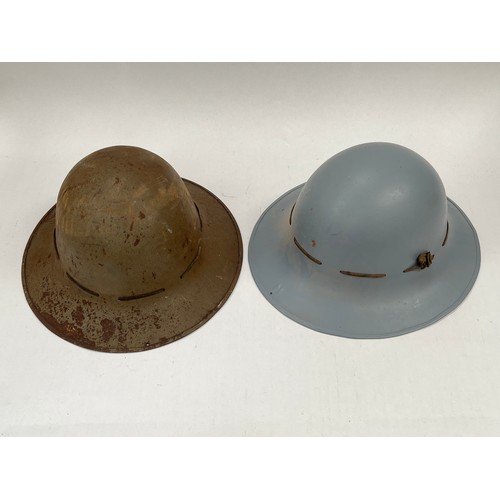 9273 - Two WWII Warden helmets