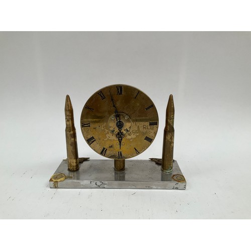 9308 - A 105mm shell case base converted into a clock, metal base