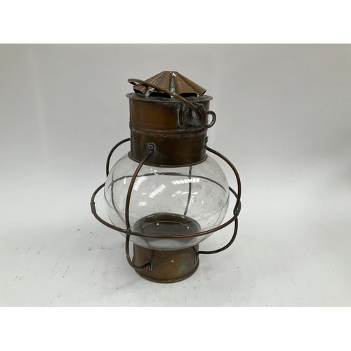 9307 - A brass ship's lantern, adapted for use as a ceiling light.      (C)