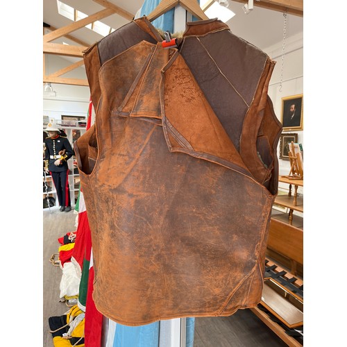 9496 - An early 20th Century leather and sheepskin lined jerkin, Royal Flying Corps style a/f