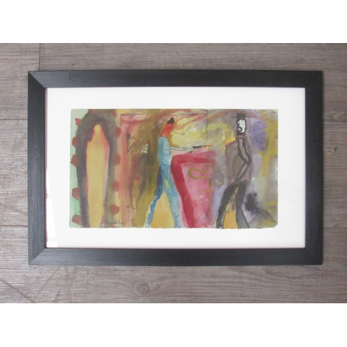 1127 - MICHAEL REES (b.1962) A framed and glazed original painting on paper of figures, signed and dated 19... 