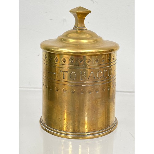 9519 - A WWI trench art tobacco jar with lid, crafted from an 18pr shell case