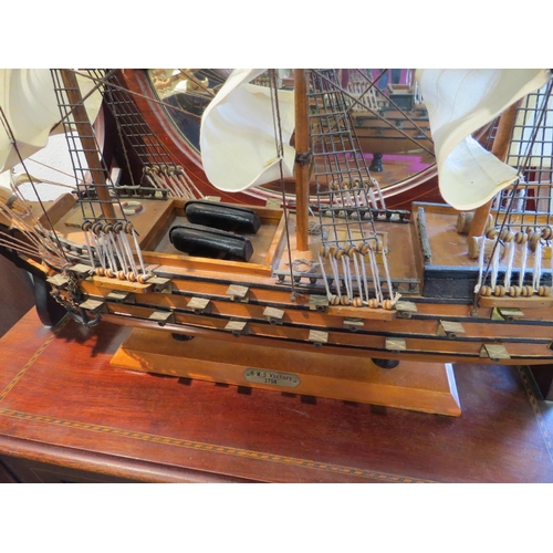 1026 - A scale model of HMS Victory 1758, 51cm x 57cm