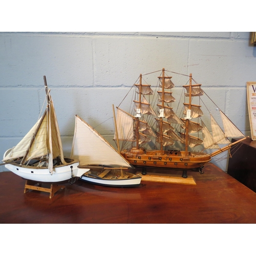 1094 - Three model boats including 