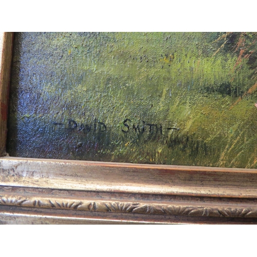 1133 - DAVID SMITH (XX): A gilt framed oil on canvas, River Chelmer near Utting, Essex, signed bottom left,... 