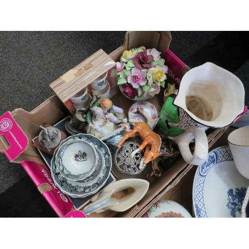 1266 - Two boxes containing assorted china including lidded ginger jar, part tea sets, posy, etc. some a/f