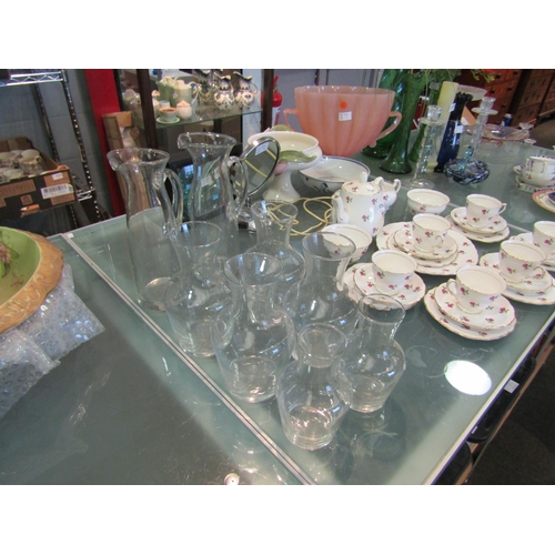 1573 - Two glass water jugs and four wine/water carrafes (6)            (R) £0