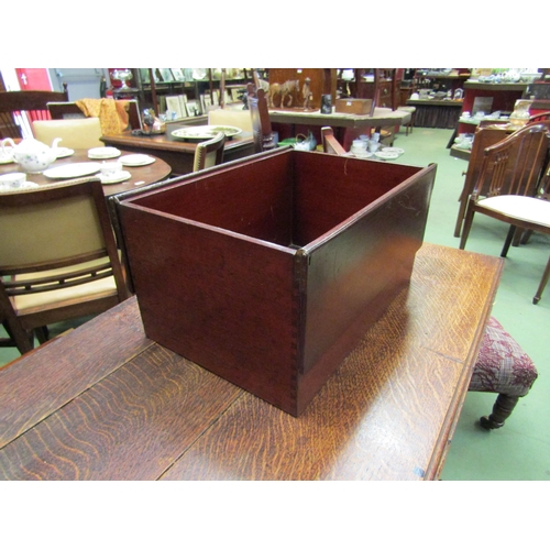 4020 - A 19th Century mahogany deed box with brass hinge lift-up lid and exposed dovetail decoration, 22cm ... 