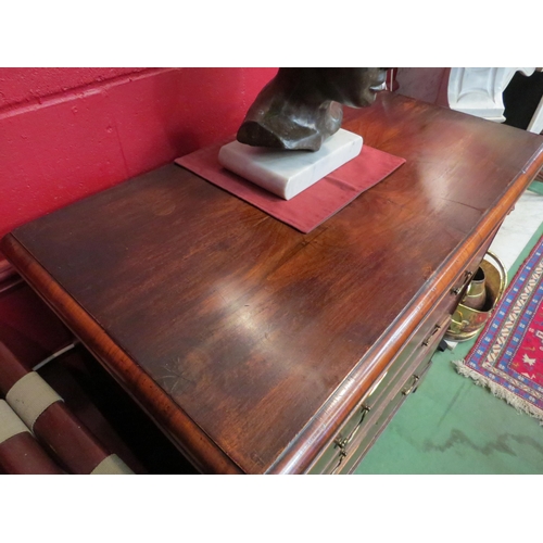 4043 - A figured walnut quarter veneer top chest of two short over three graduating long drawers with brass... 