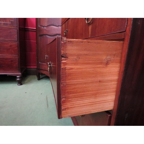 4043 - A figured walnut quarter veneer top chest of two short over three graduating long drawers with brass... 