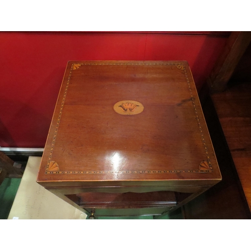 4058 - A 19th Century inlaid mahogany nightstand with single door cupboard, 79cm high x 33cm wide x 32.5cm ... 